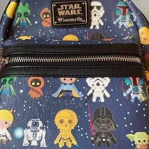 EUC Loungefly x Star Wars Chibi Character Print Mini Backpack Loungefly Star Wars Obi-Wan Vs. Darth Vader Chibi Characters  main image 4